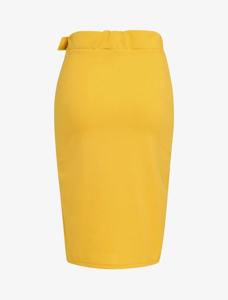 Jupe crayon fendu à demi ceinture - moutarde