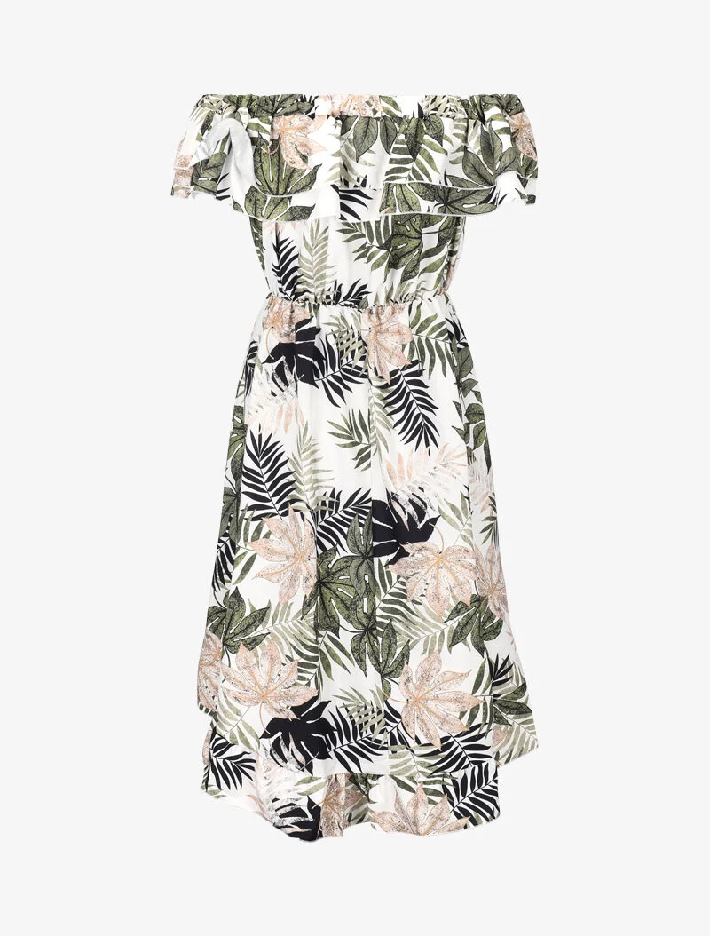 Robe imprimée à volants - kaki