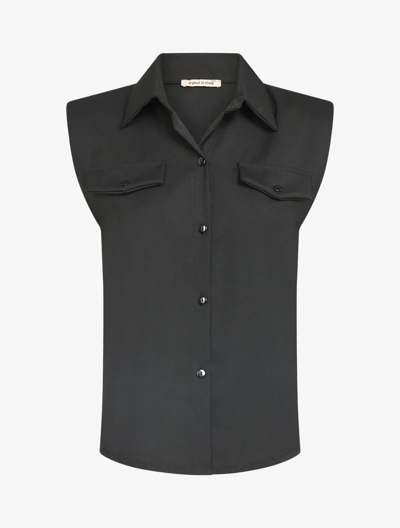Top style chemise à épaulettes - noir