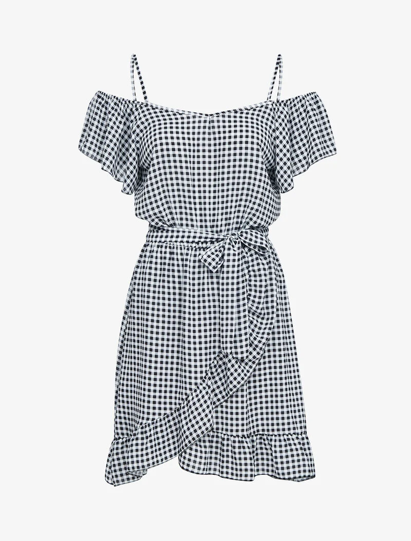 Robe imprimée à épaules nues - noir