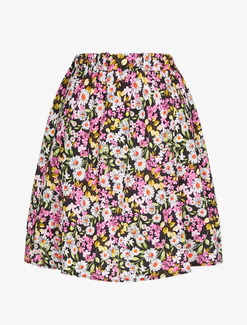 Jupe imprimée à taille élastiquée - noir