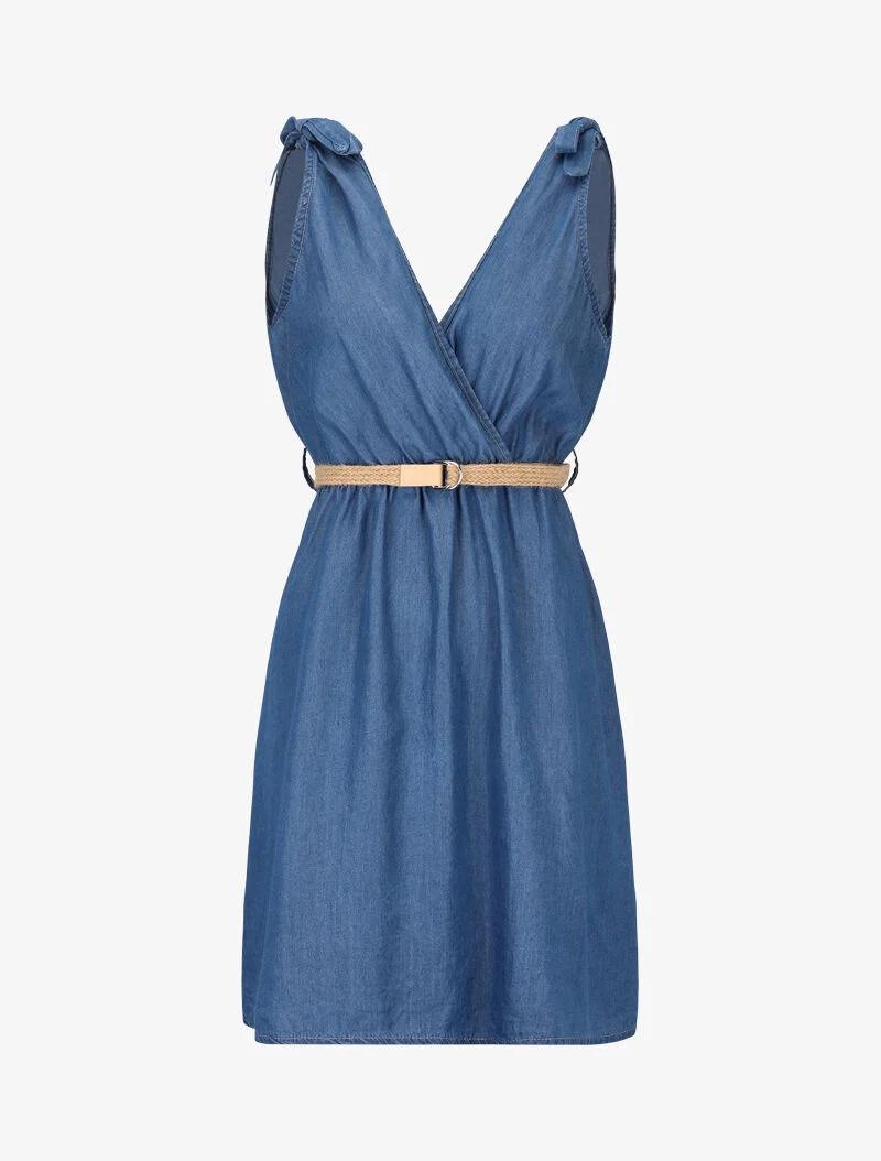 Robe en jean cache coeur - bleu denim