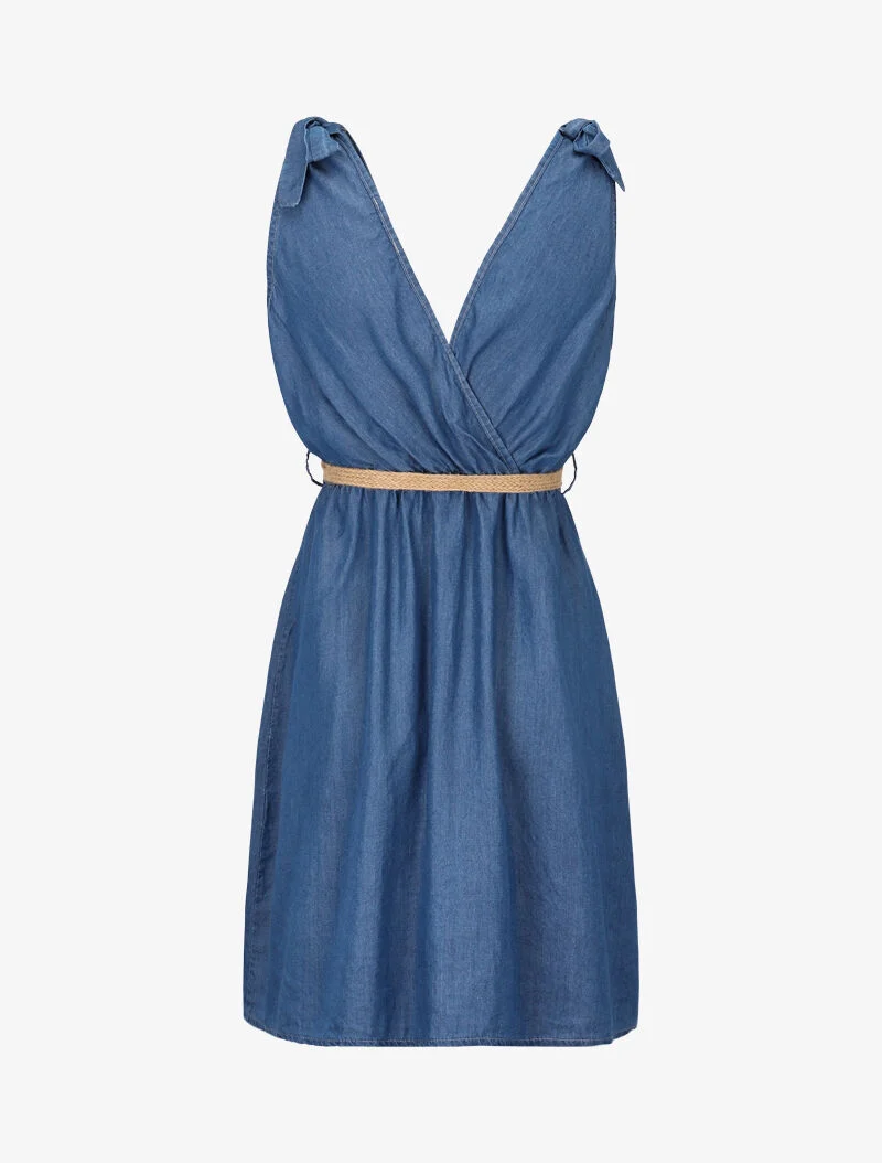 Robe en jean cache coeur - bleu denim