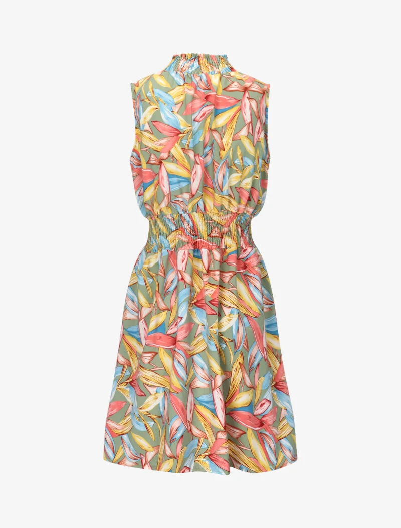 Robe à col montant élastiqué - vert