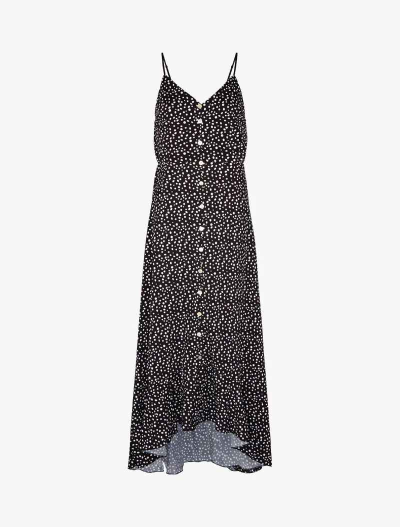 Robe à basque asymétrique imprimé à pois - noir