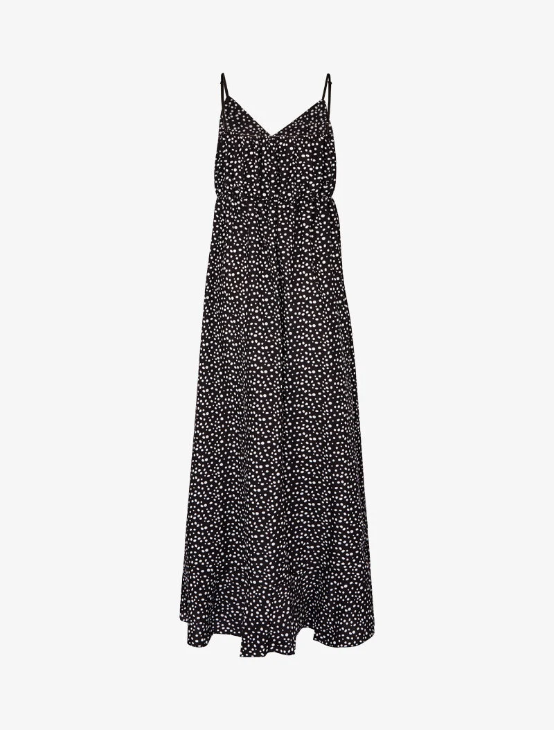 Robe à basque asymétrique imprimé à pois - noir