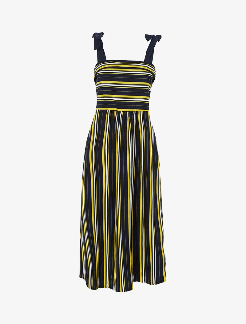Robe mi longue à rayures - marine