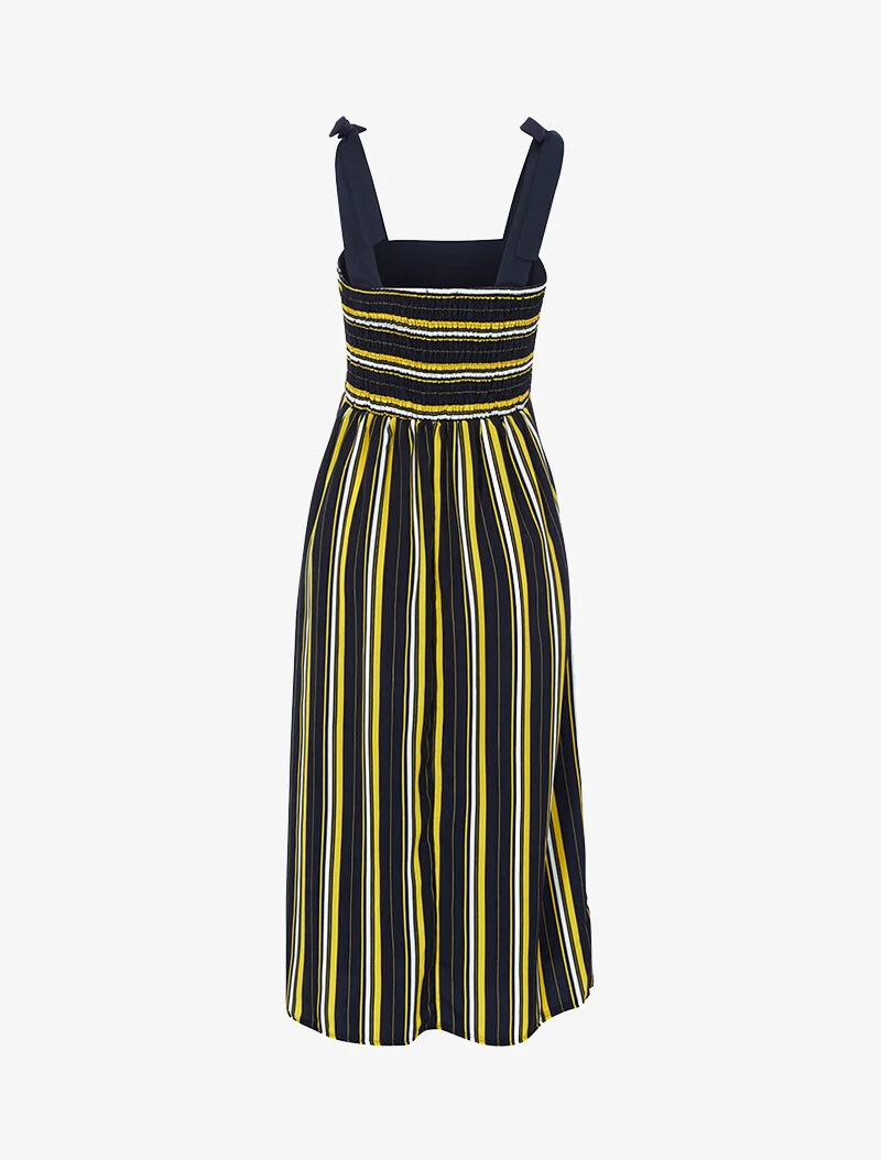 Robe mi longue à rayures - marine