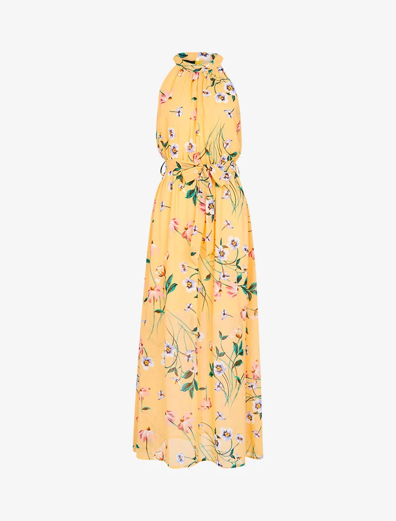 Robe longue à col américain - orange