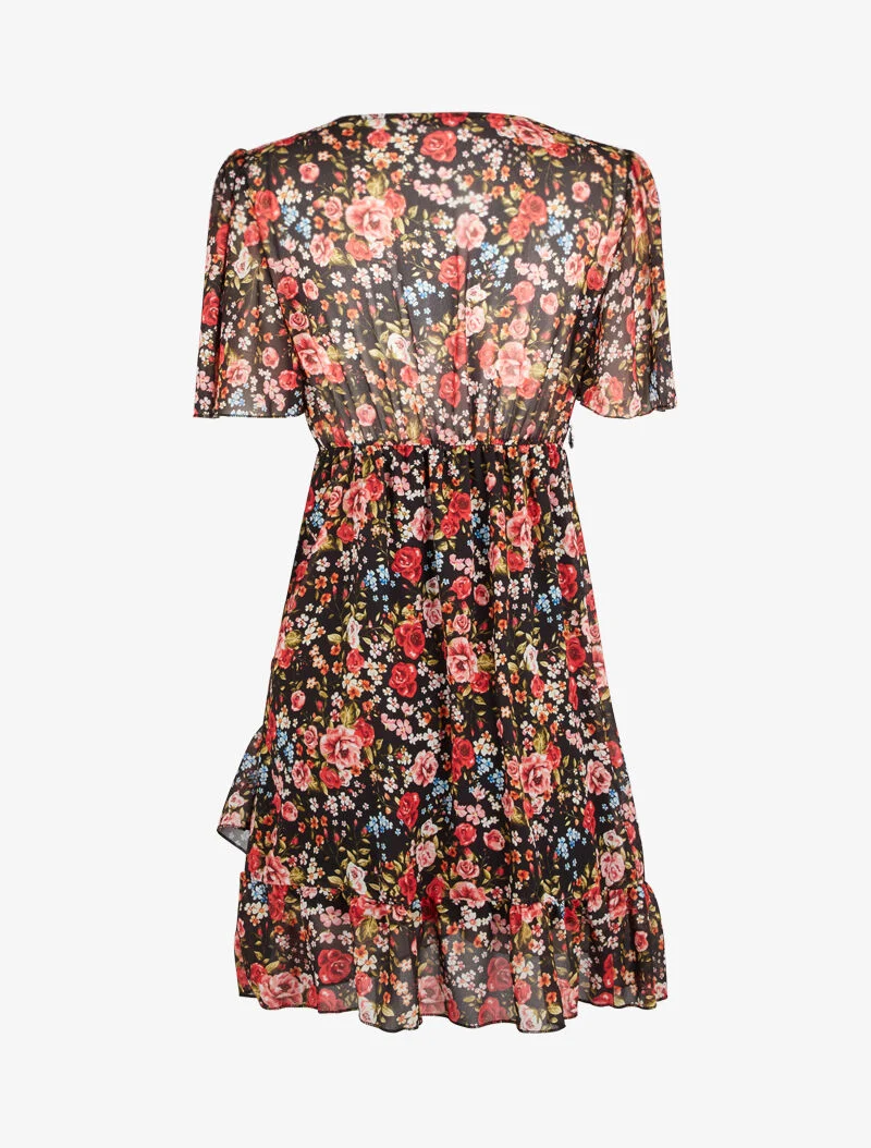 Robe à manches volantées et bord à basques - noir