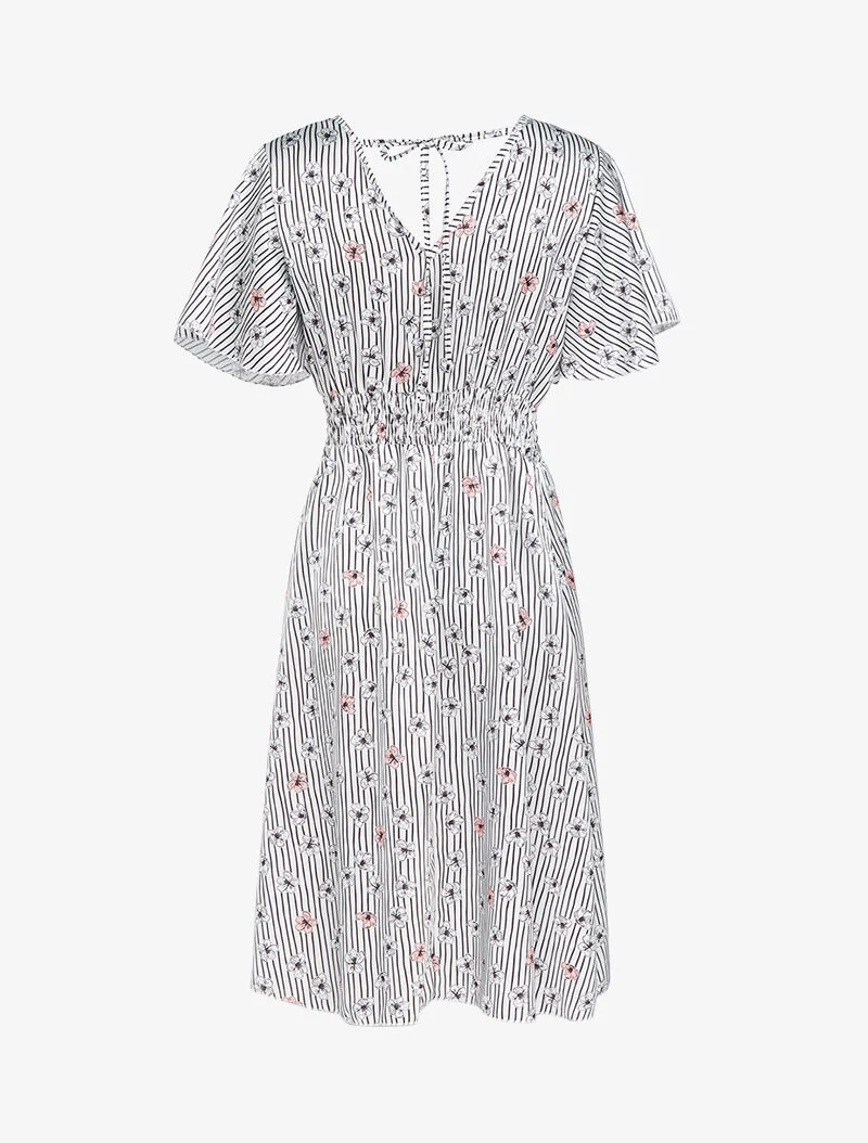 Robe satinée à imprimés - blanc