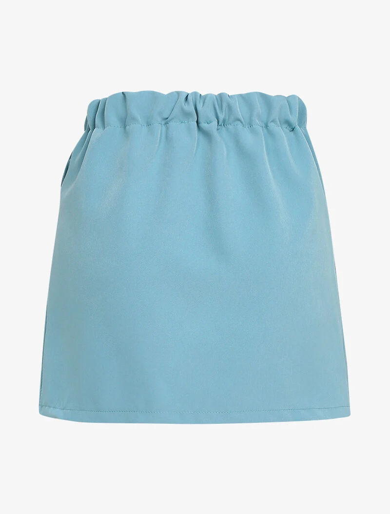 Jupe trompe l'oeil à côté plissé - turquoise