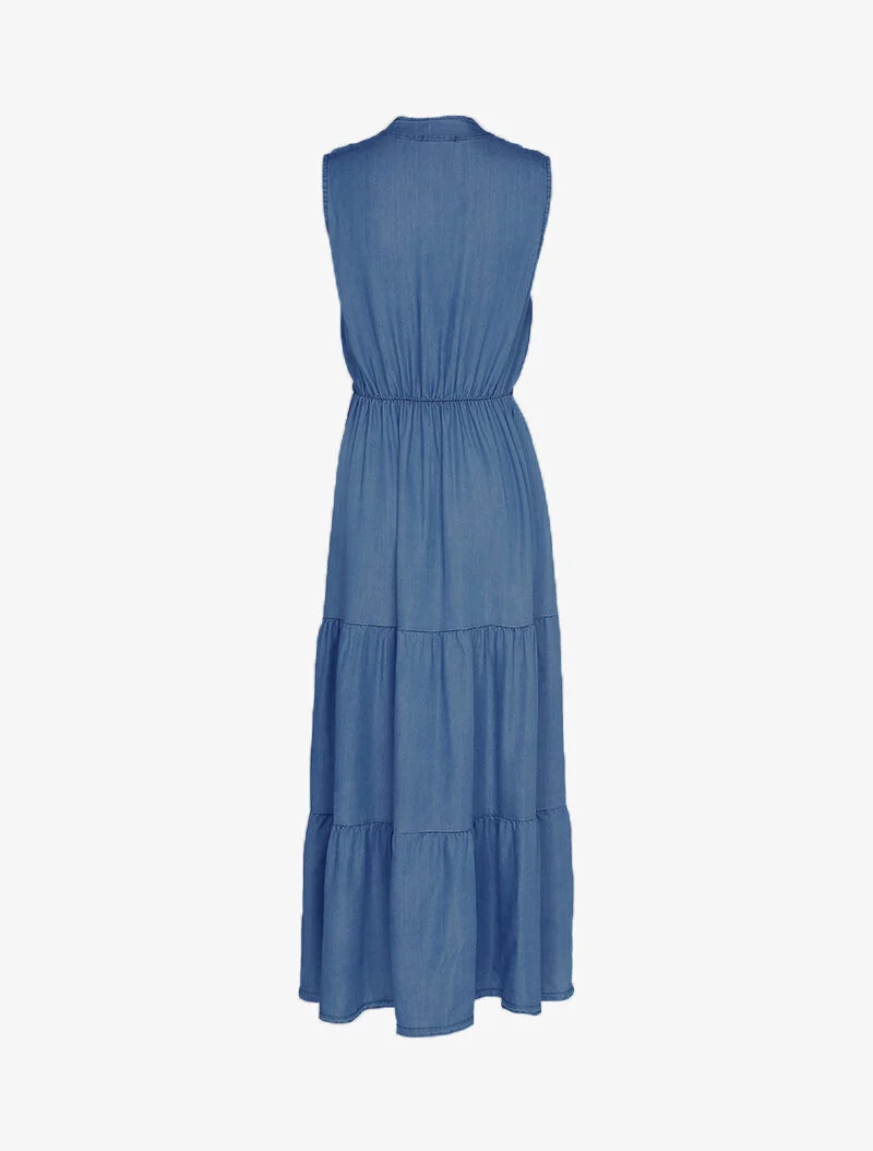 Robe longue à boutonnière - bleu denim