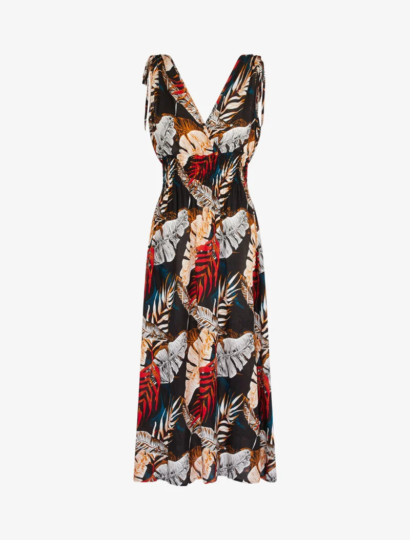 Robe longue cache coeur imprimé jungle - noir