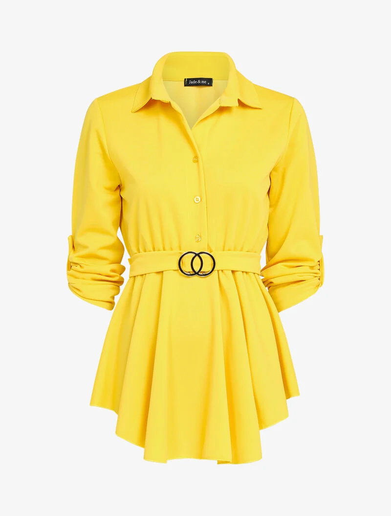 Top péplum à taille ceinturée - jaune