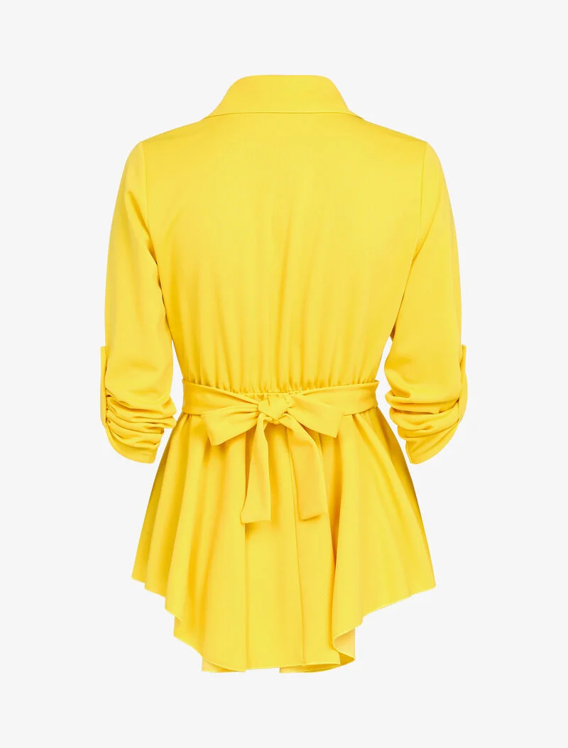 Top péplum à taille ceinturée - jaune