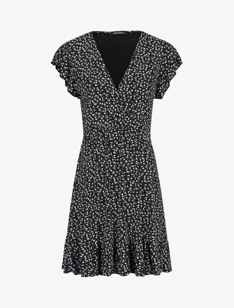 Robe à imprimé petites fleurs - noir