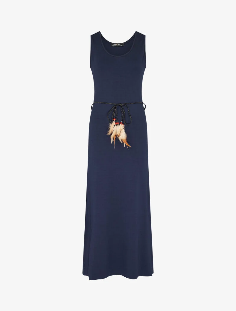 Robe débardeur longue à côtés ouverts - marine