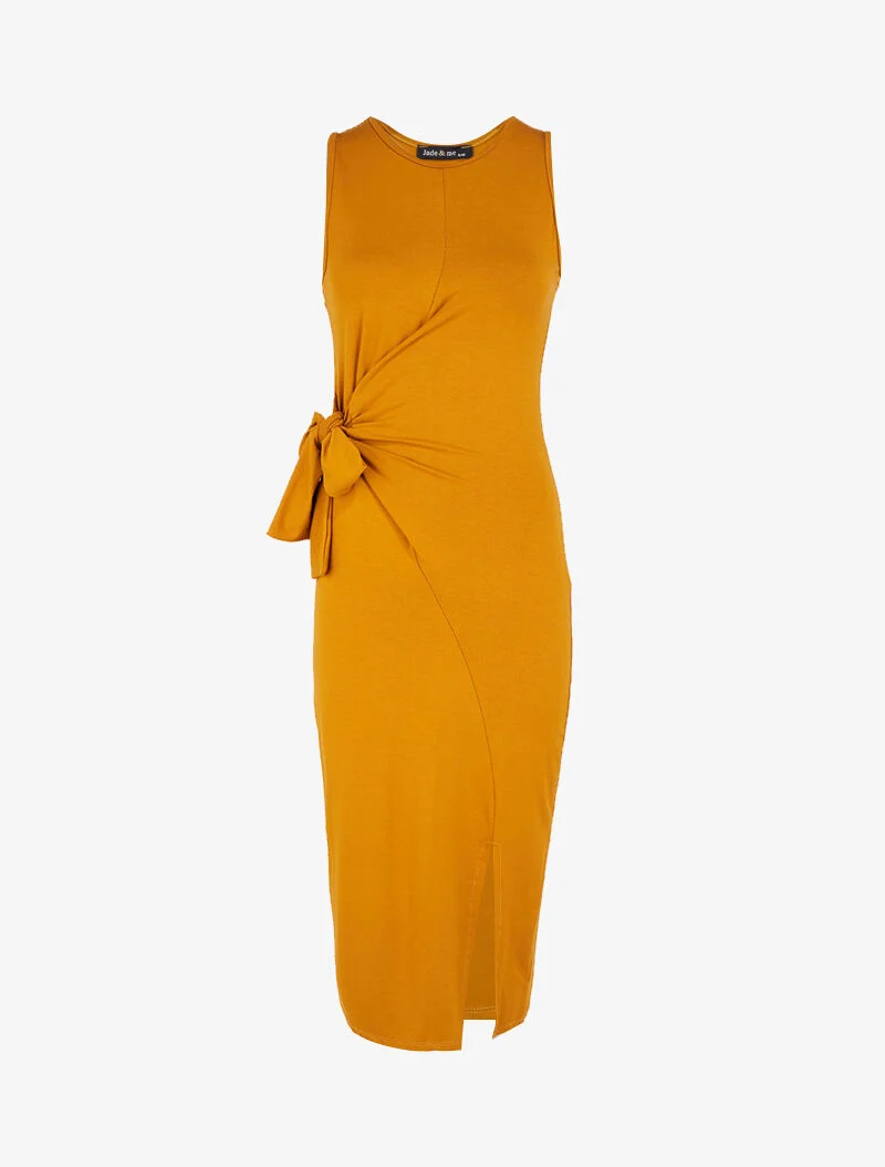 Robe à empiècements à nouer - jaune