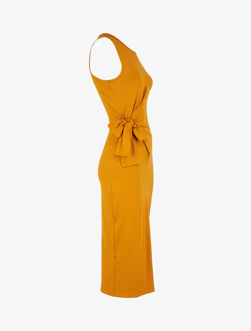 Robe à empiècements à nouer - jaune