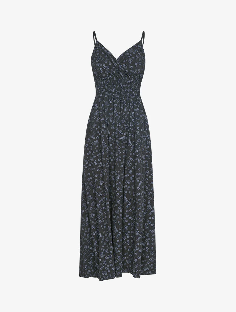 Robe à taille empire et imprimés - noir
