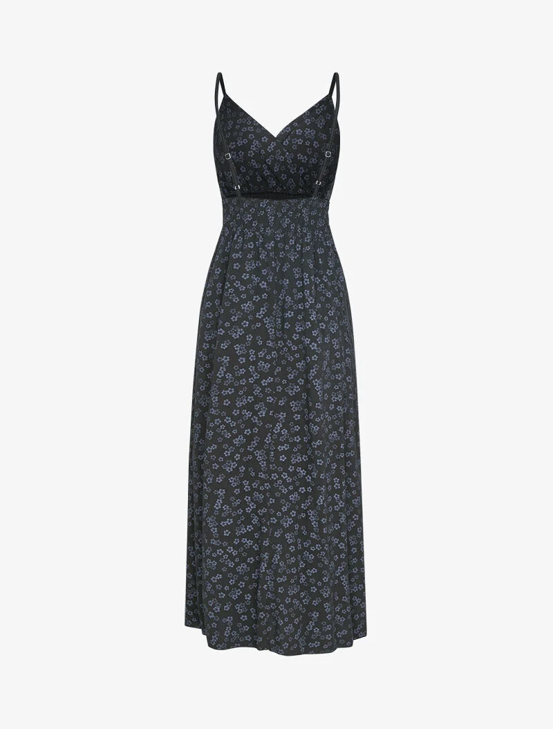 Robe à taille empire et imprimés - noir