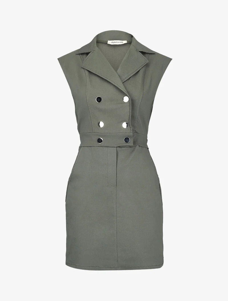 Robe sexy à buste style tailleur - kaki