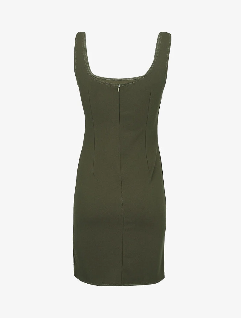 Robe basique à bord fendu - kaki