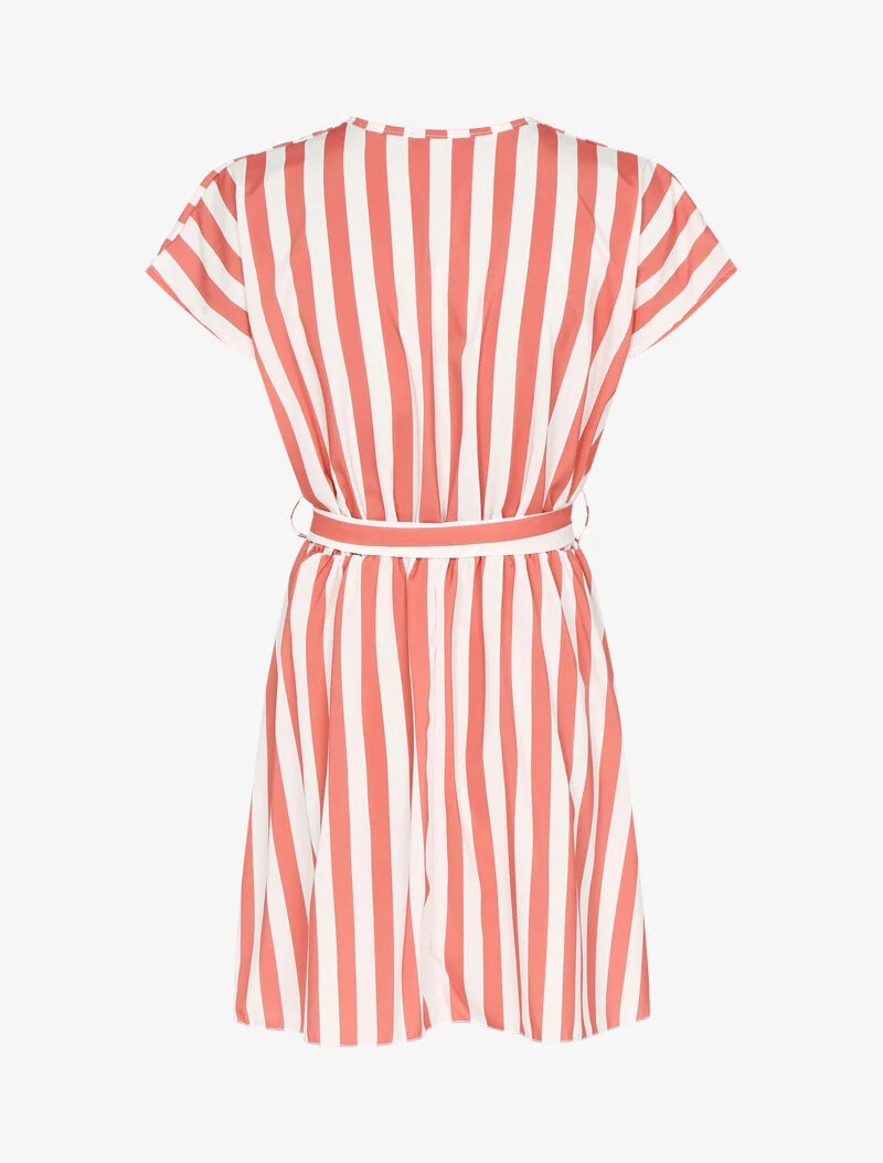 Robe patineuse à rayures - corail