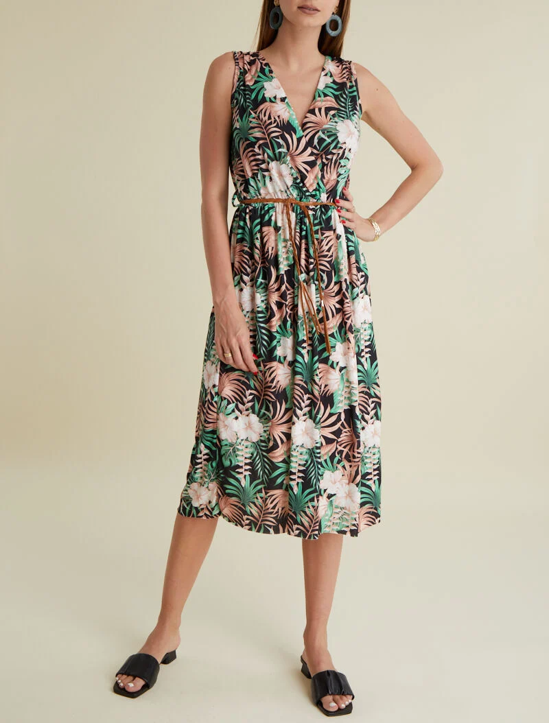 Robe à imprimé tropical - noir