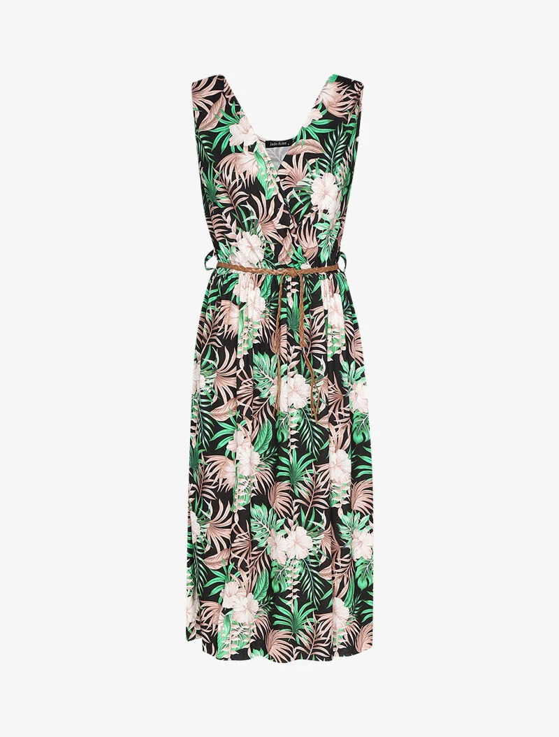 Robe à imprimé tropical - noir