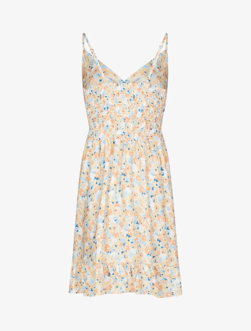 Robe légère fleurie à cache coeur - orange