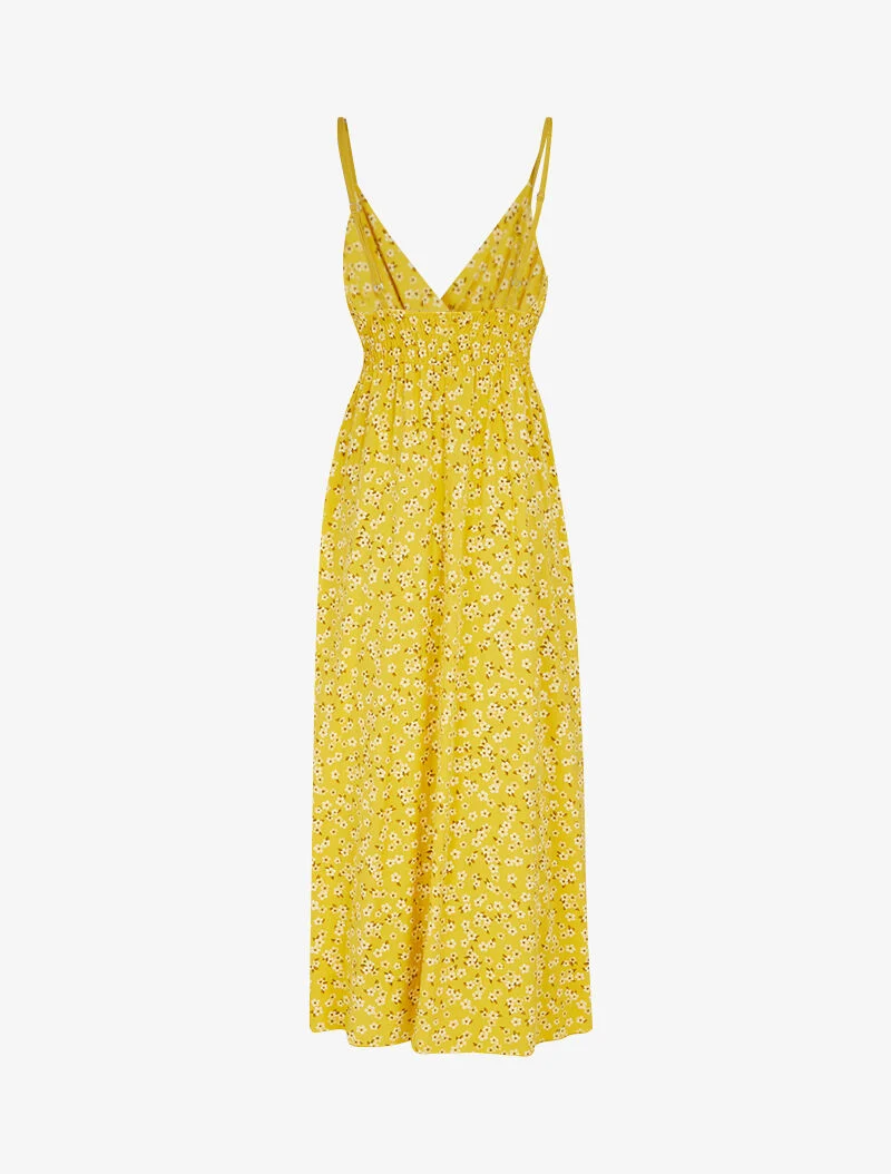 Robe à taille empire et imprimés - jaune