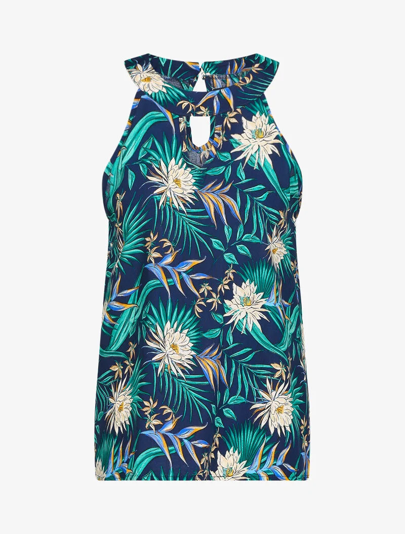 Top imprimé floral - marine