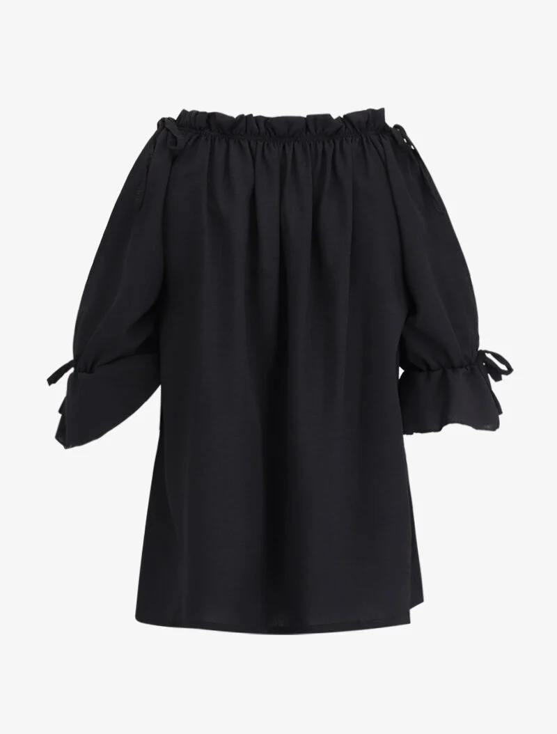 Top volanté épaules nues - noir