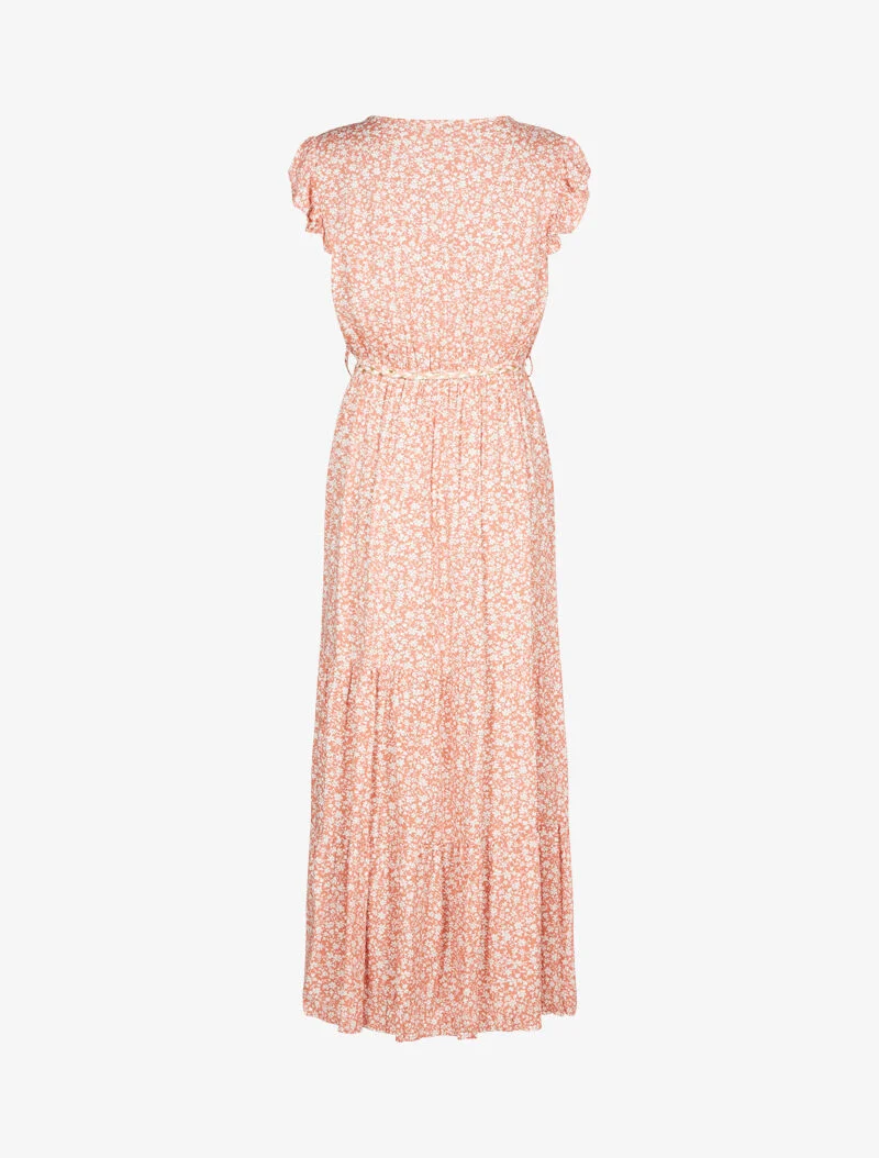 Robe longue imprimé et à basques - rose