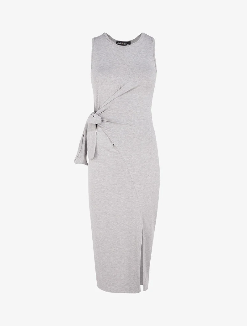 Robe à empiècements à nouer - gris clair