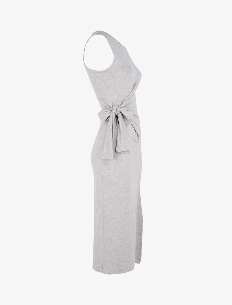 Robe à empiècements à nouer - gris clair