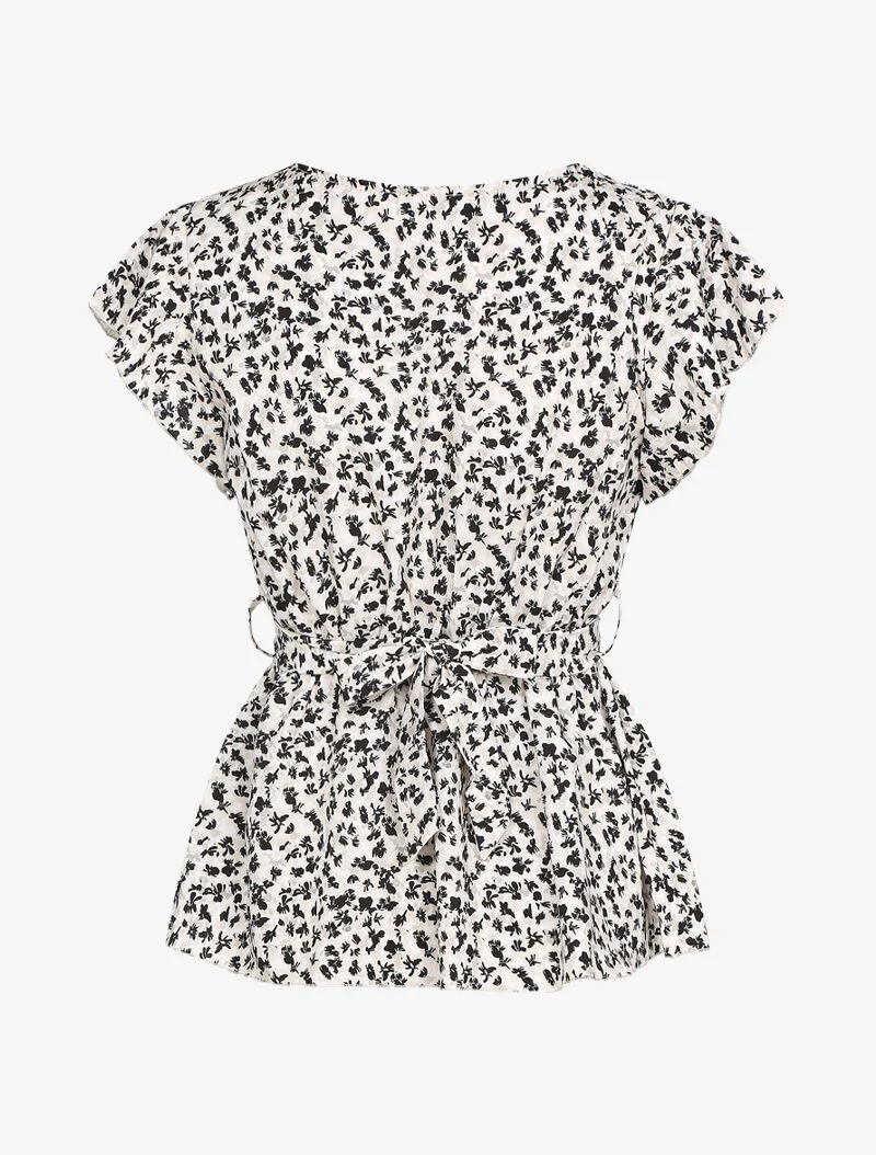 Top péplum à imprimés - beige