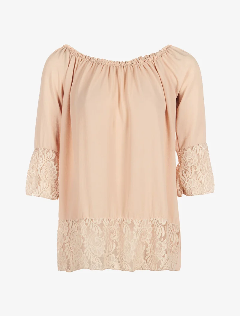 Blouse légére dentellée - beige