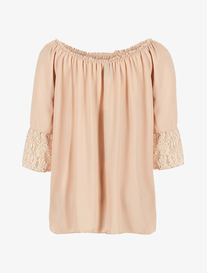 Blouse légére dentellée - beige