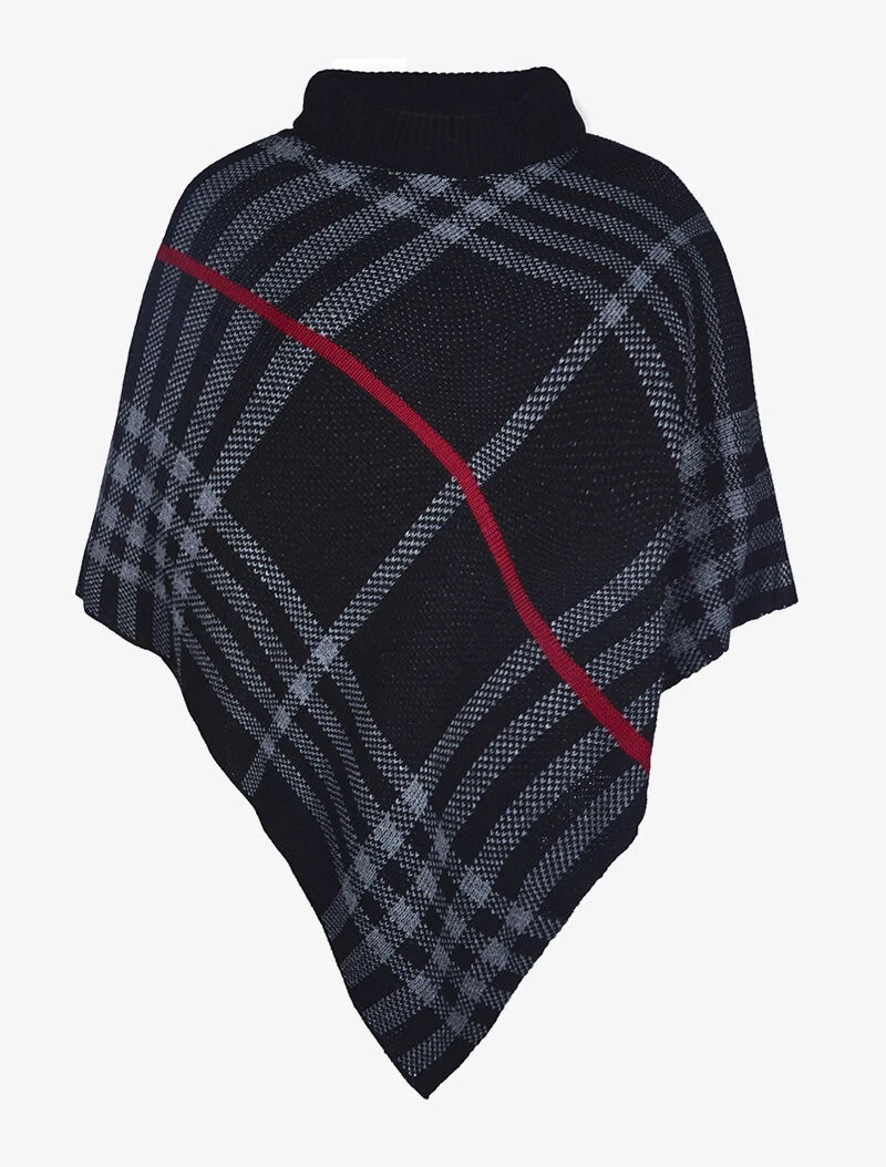 Poncho asymétrique à motifs - noir