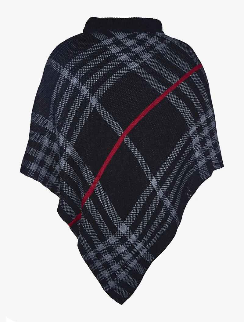 Poncho asymétrique à motifs - noir