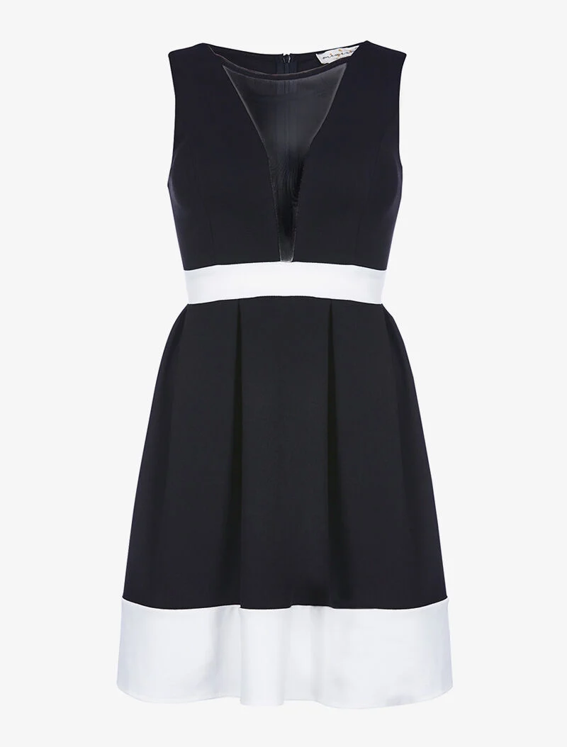 Robe évasée décolleté transparent - noir