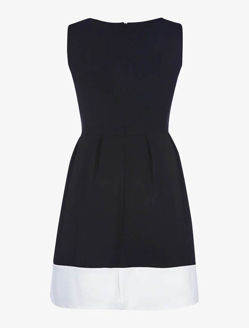 Robe évasée décolleté transparent - noir