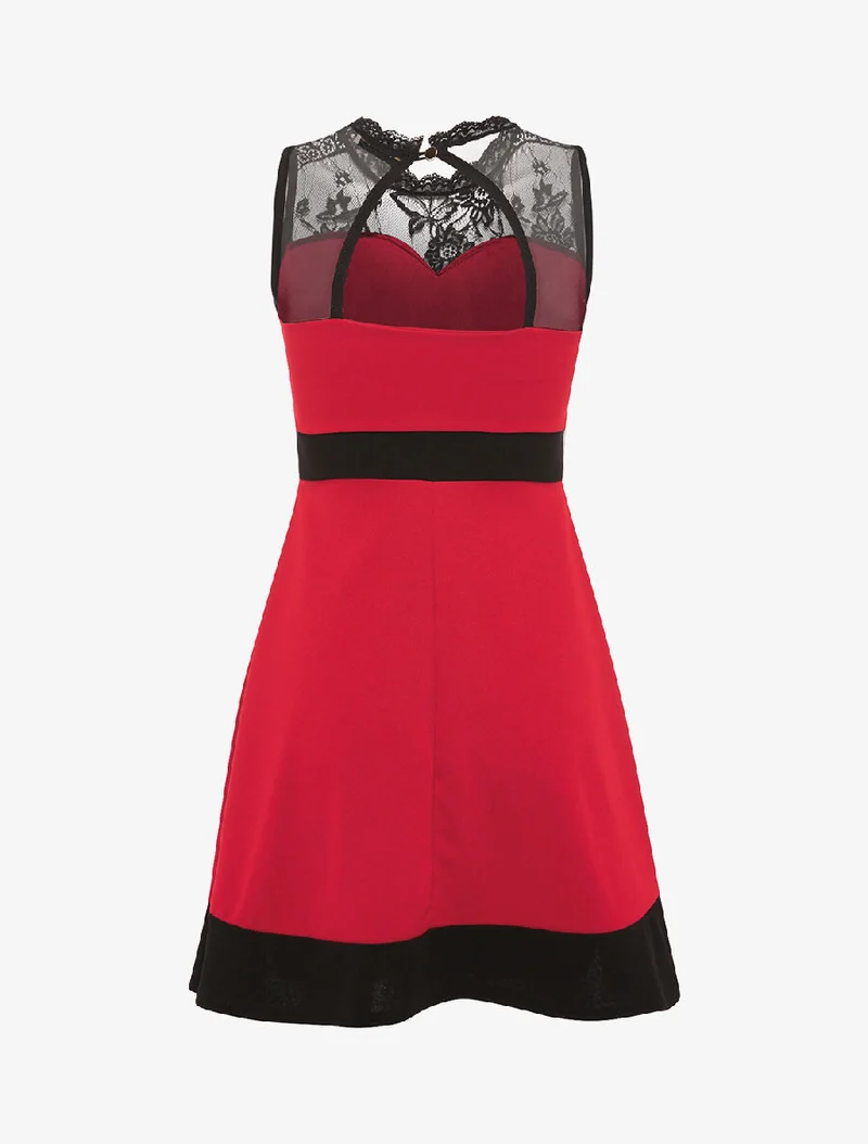 Robe poitrine doublée dentelle - rouge