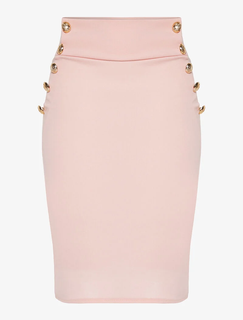 Jupe taille haute boutonnée - rose