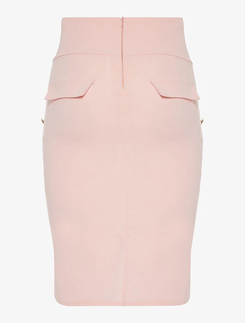 Jupe taille haute boutonnée - rose