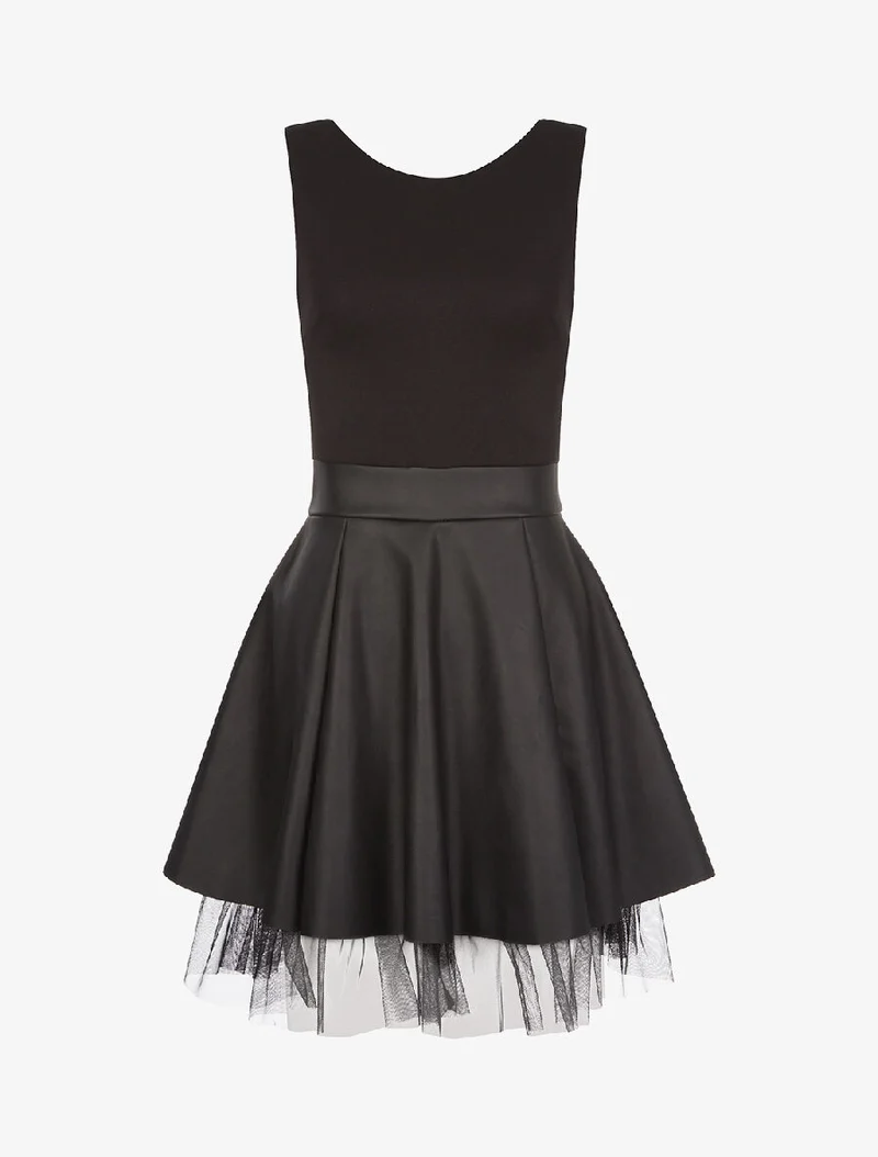 Robe bimatière et tulle - noir