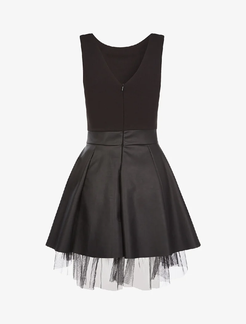 Robe bimatière et tulle - noir